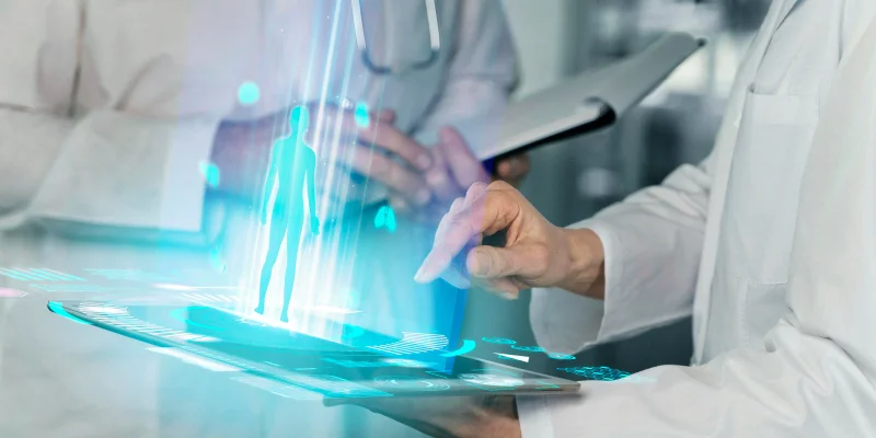 IA en la salud. Médicos con una tablet.