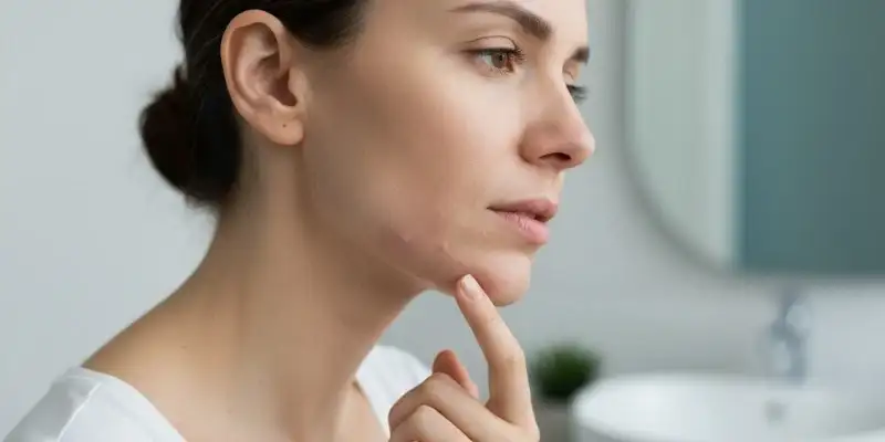 mujer adulta con granos