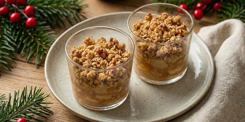 Crumble de manzana y canela en vaso