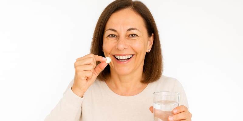 mujer tomando almax